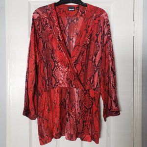 Just Cavalli Long sleeve snake print ruffled blouse